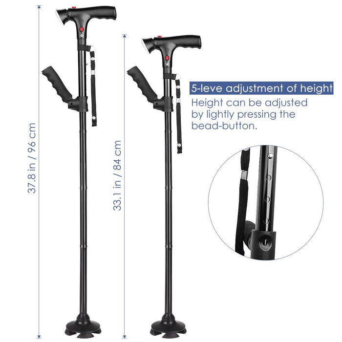 Collapsible Cane with LED Light and Alarm Button