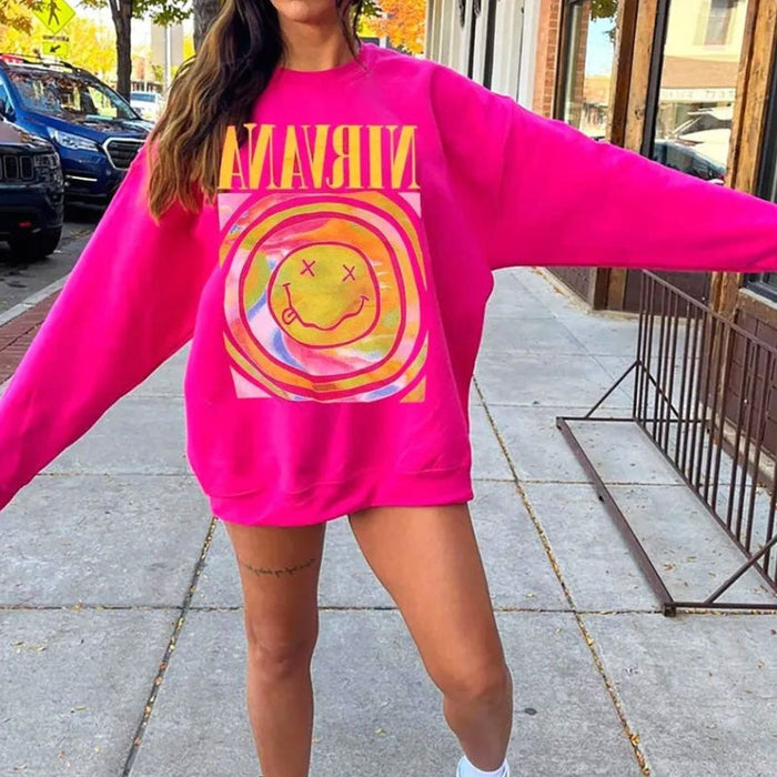 Oversized Smiley Face Sweatshirt