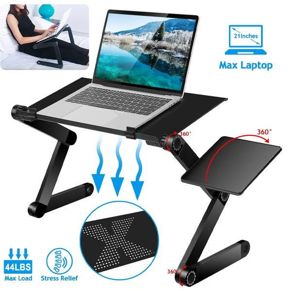 360 Ergonomic Laptop Stand For Desk With Detachable Mouse Plate