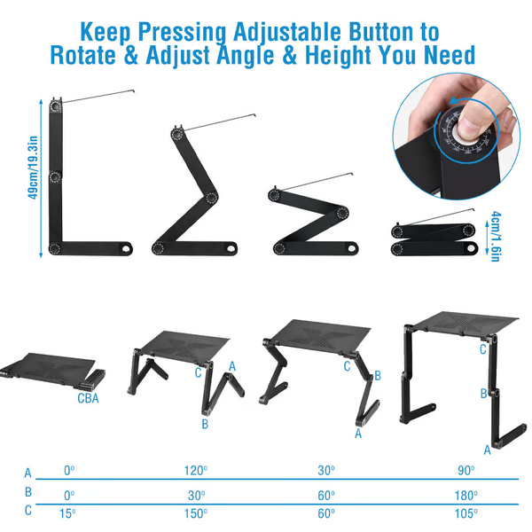 360 Ergonomic Laptop Stand For Desk With Detachable Mouse Plate