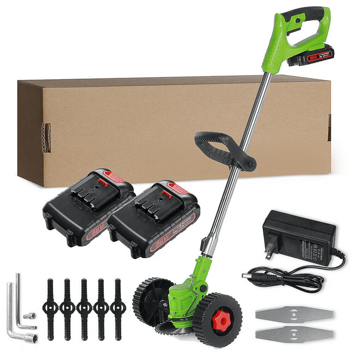 Cordless Electric Lawn trimmer – Weed Wacker with wheels cut grass quickly