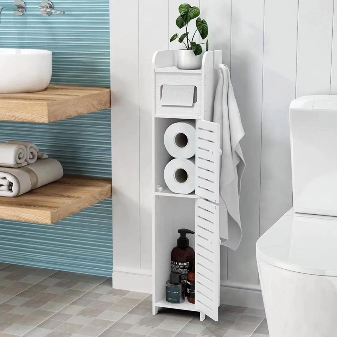 Bathroom Toilet Paper Storage Cabinet Free-Standing Roll Cabinet w/ Towel  Rack, 1 Unit - Pay Less Super Markets
